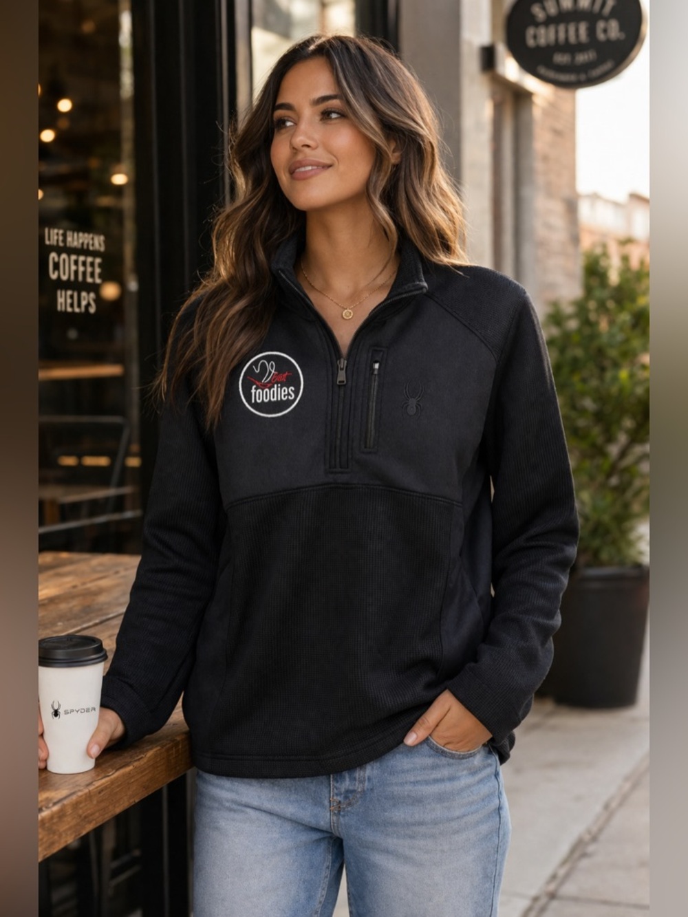 Spyder Half Zip Pullover Textured Luxe Performance Top Minimalist Quiet Luxury